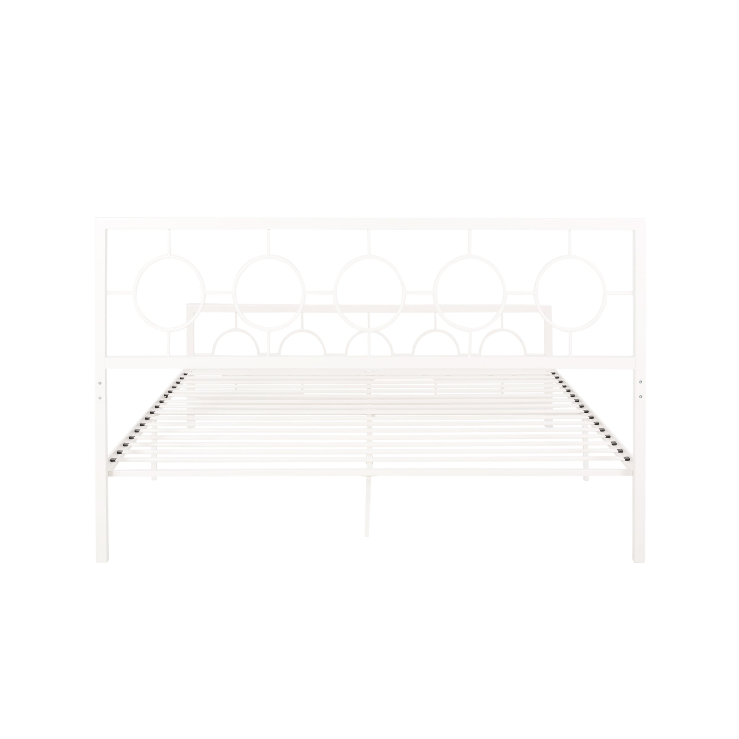 Noble House Ewelina Modern King-Size Iron Geometric Low-Profile Bed Frame, White