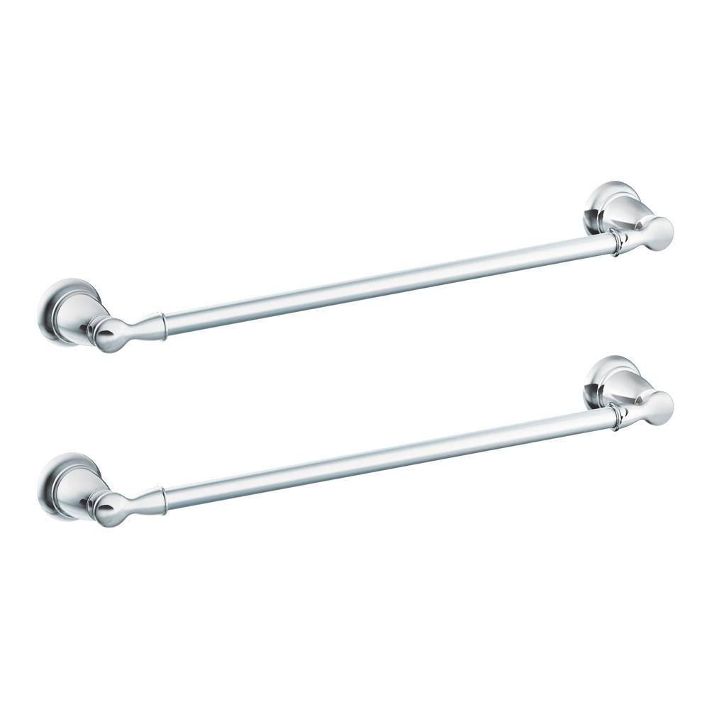 MOEN Banbury 24 in. Towel Bar in Chrome (2-Pack Combo) TY2624CH-2PK