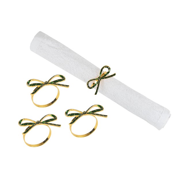 C amp f Home Green Ribbon Napkin Ring S 4