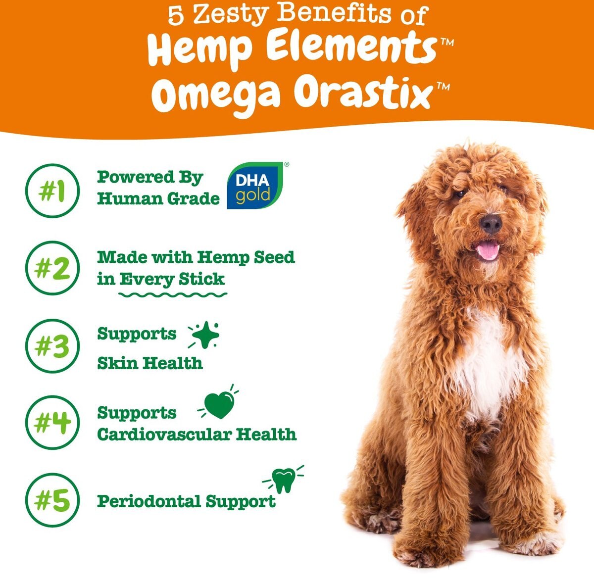 Zesty Paws Hemp Elements Omega OraStix Peppermint Flavored Dog Dental Chews