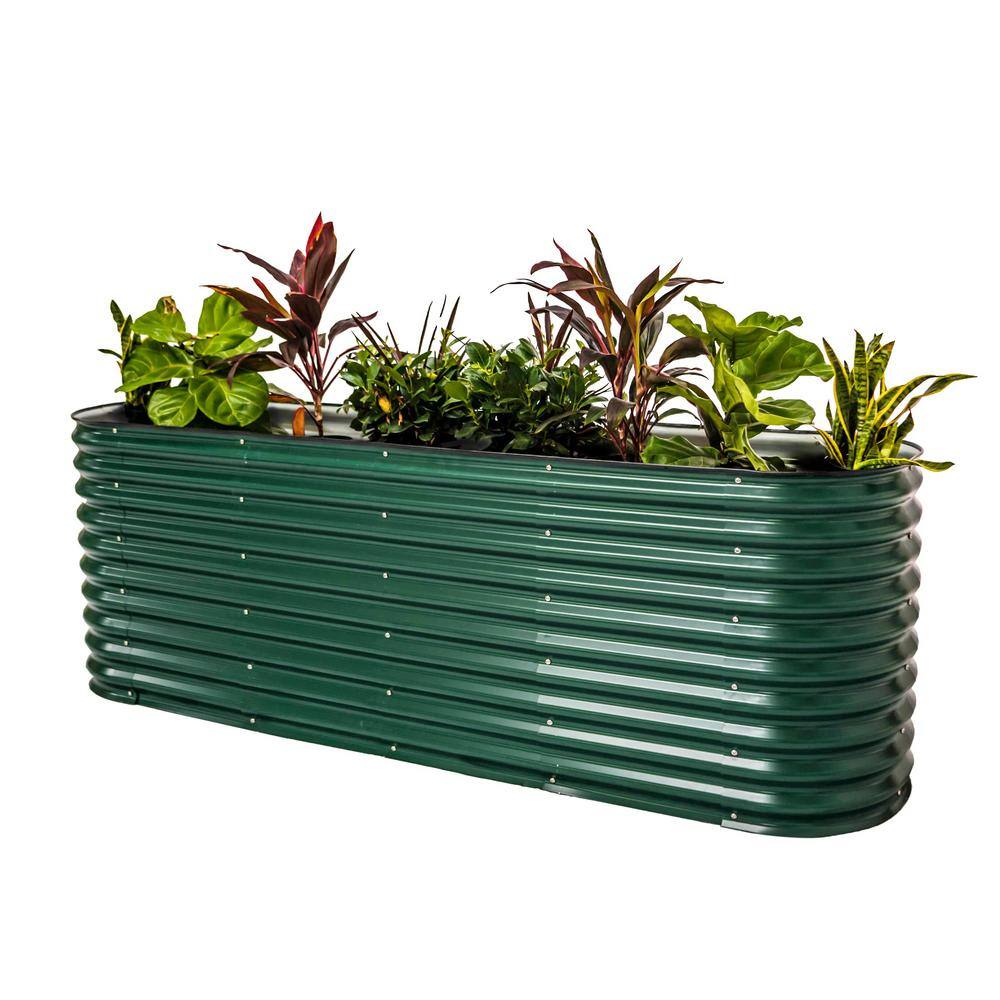 vego garden 32 in. Extra-Tall 9-In-1 Modular British Green Metal Raised Garden Bed Kit VB9N132BG