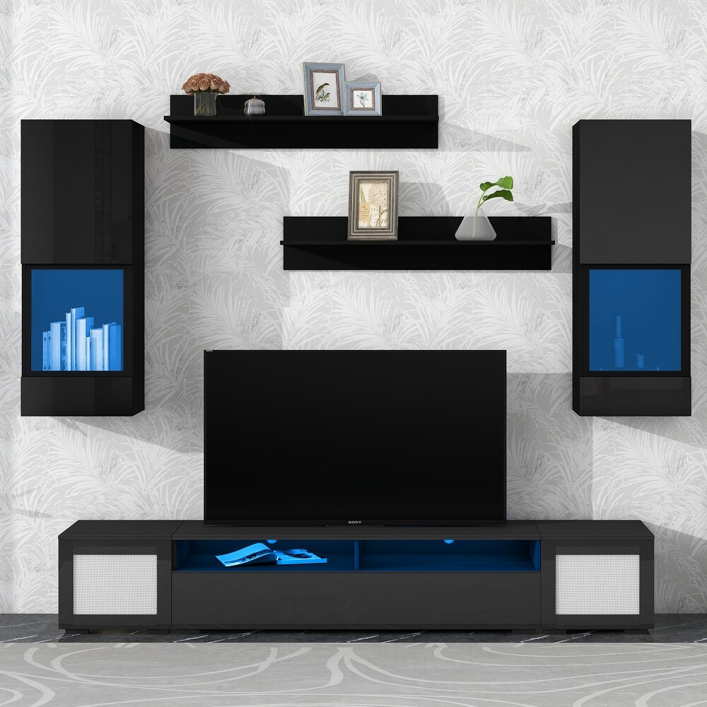 7 Pieces Floating TV Console Table for TVs Up to 90\