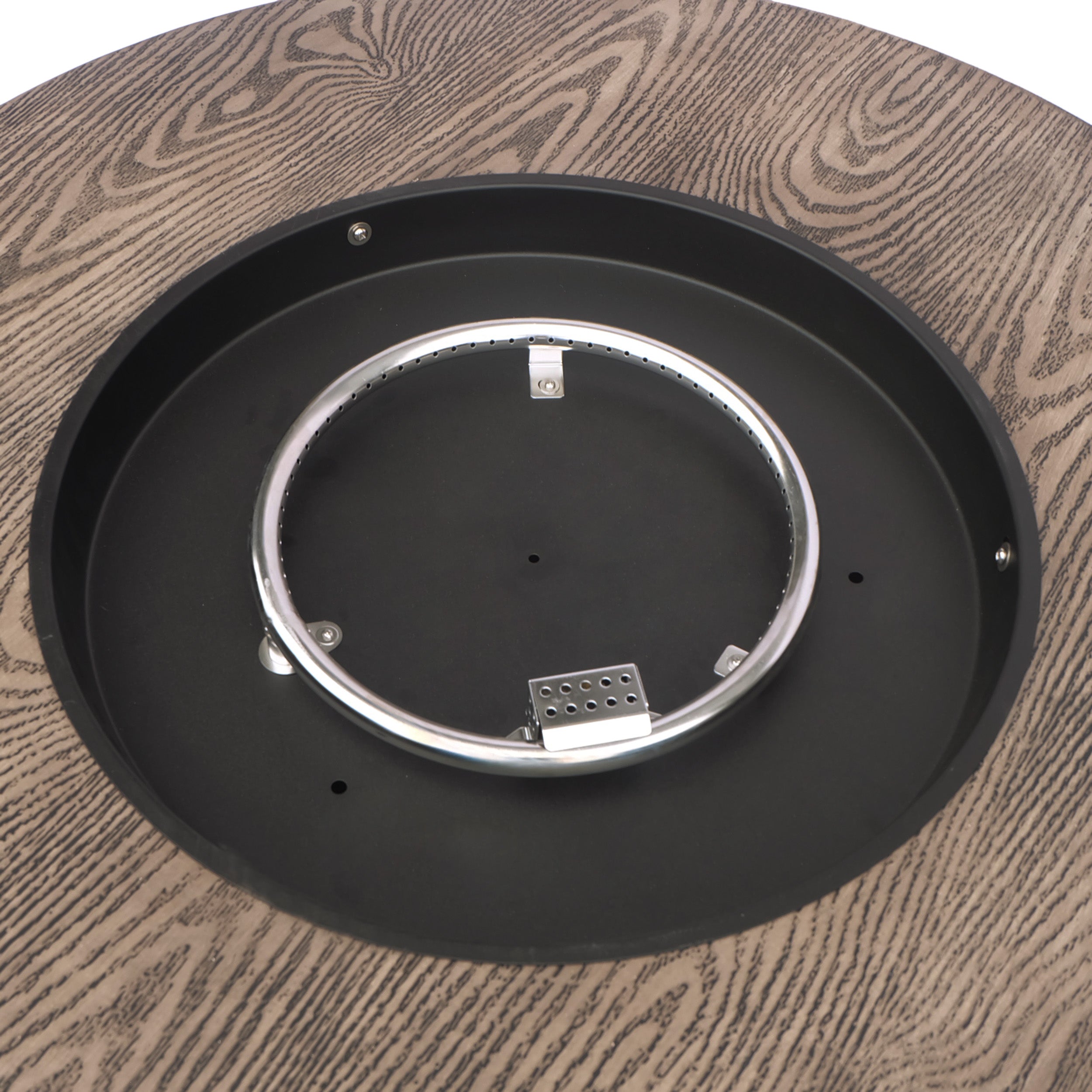 Bremen Outdoor 50,000 BTU Lightweight Concrete Circular Fire Pit (No Tank Holder), Brown Wood Pattern