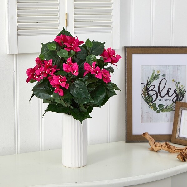 18 Bougainvillea Artificial Plant in White Planter