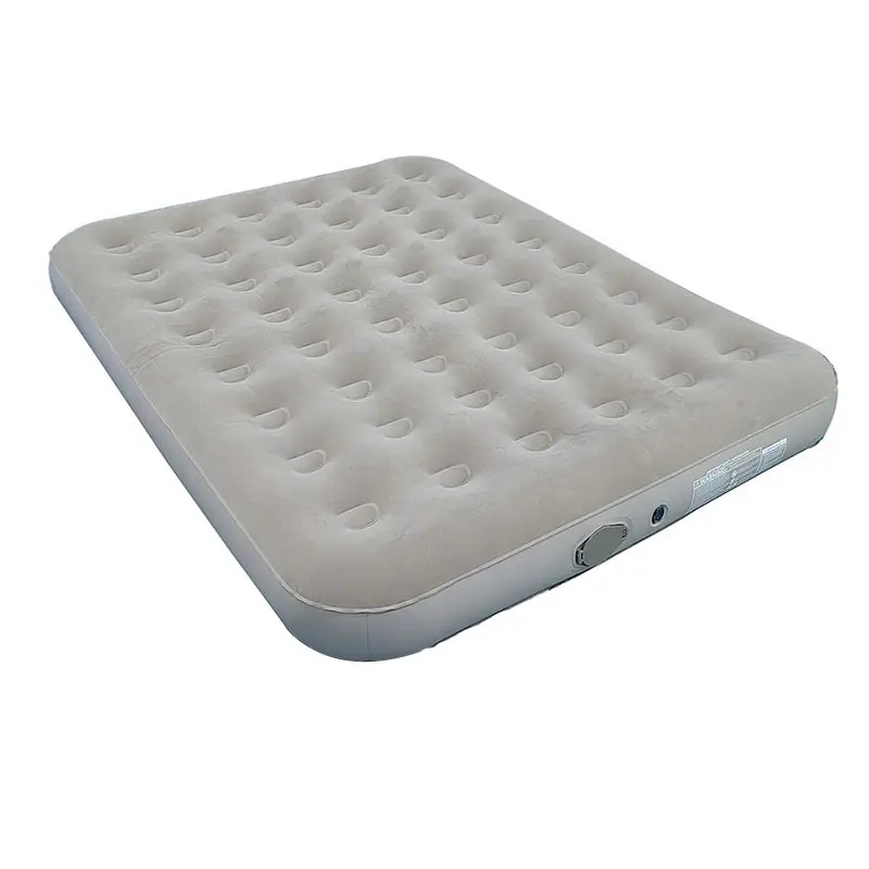 Factory wholesale single and double high grade flocking fabric inflatable mattress 300KG load bearing with built in pump