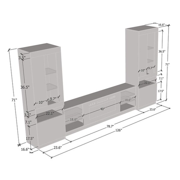 Boston 01 Electric Fireplace Modern Wall Unit Entertainment Center