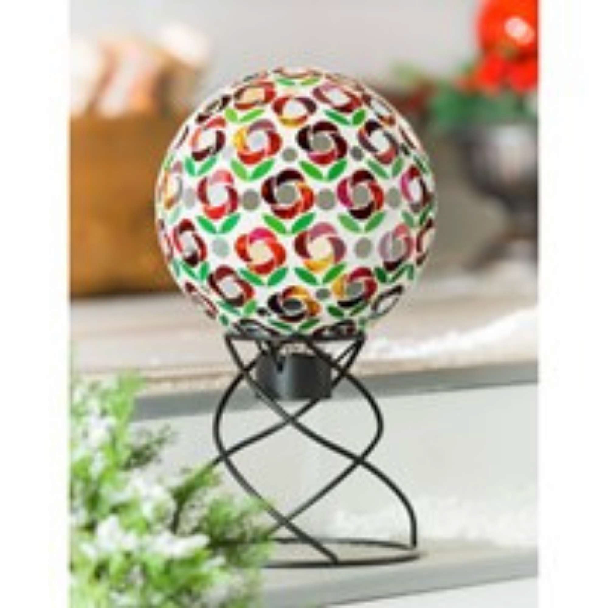 Home and Garden Pointsettia Mosaic Gazing Ball Flower Garden Yard Decor 84G3542