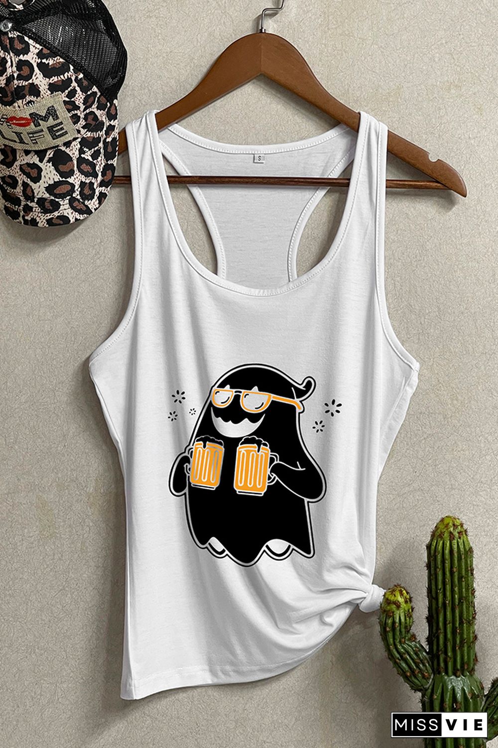 Drinking Ghost Halloween Sleeveless Tank Top Wholesale