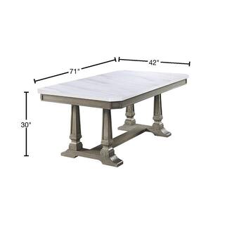 Acme Furniture Zumala Dining Table in Marble  Weathered Oak Finish 73260