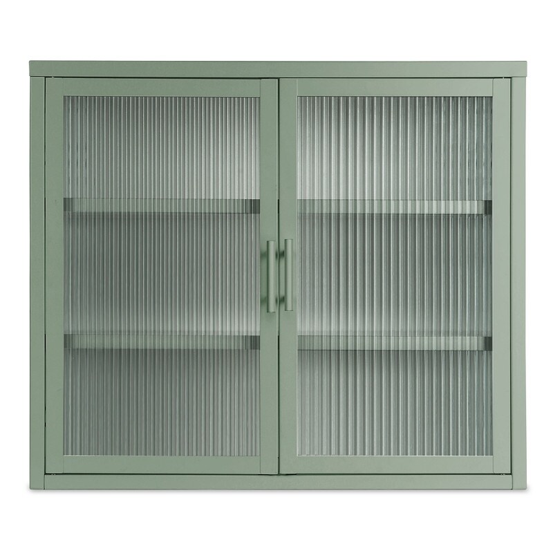 Modern Style Glass Door Wall Cabinet With Detachable Shelves