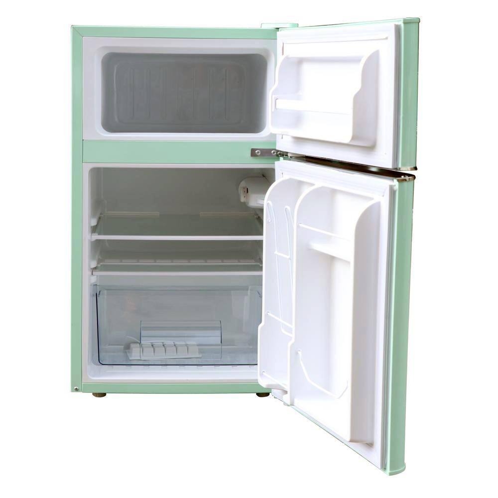 Magic Chef Retro 3.2 cu. ft. 2-Door Mini Fridge in Mint Green HMCR320ME