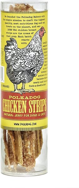 Polkadog Chicken Strips Dog and Cat Treats， 4-oz tube