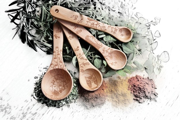 Talisman Designs Laser Etched Honey Bee Beechwood Measuring Spoons Woodland Collection Set Of 4