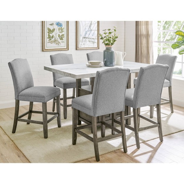 7pc Grayson Counter Height Dining Set White driftwood Steve Silver Co