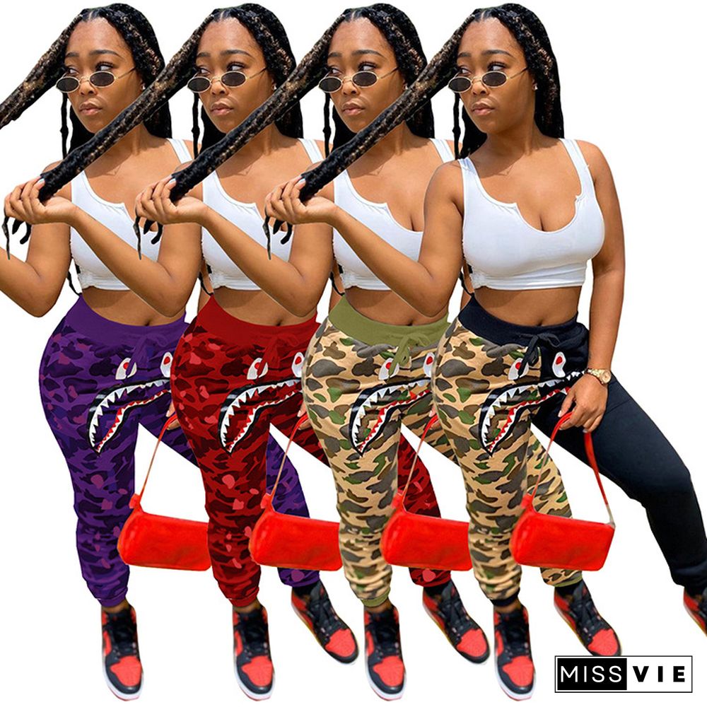 High Waist Hip Hop Camouflage Print Long Cargo Pants