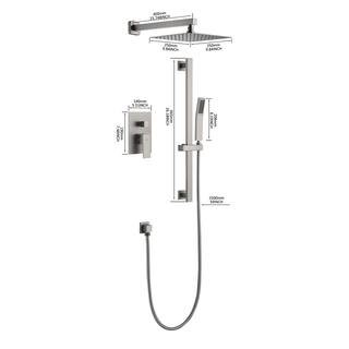 CASAINC 1-Spray Patterns with 10 in. Wall Mount Dual Shower Heads with Sliding Rod in Spot Resist Brushed Nickel M6628-A-10-BN