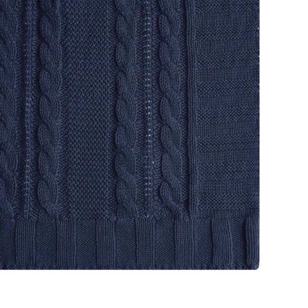 Home Dublin Cable Knit Throw Blanket Navy Vcny