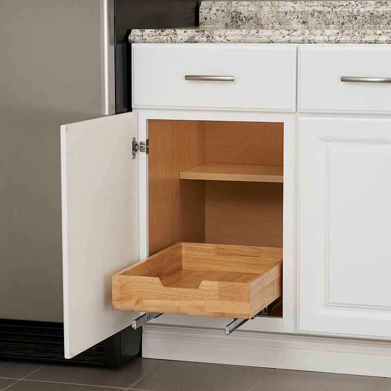 Household Essentials Glidez Wood 1-Tier 14.5-inch Wide Sliding Under Cabinet Organizer