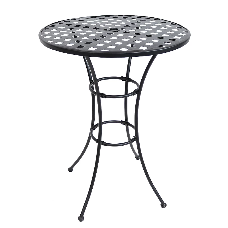 Sunnydaze 30 in Elegant Wrought Iron Round Patio Bar-Height Table - Black