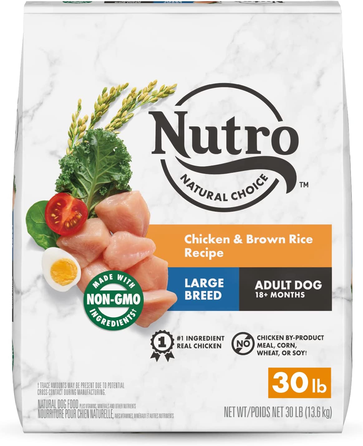 NUTRO NATURAL CHOICE Large Breed Adult Dry Dog Food Chicken and Brown Rice Recipe 30 Pound (Pack of 1)