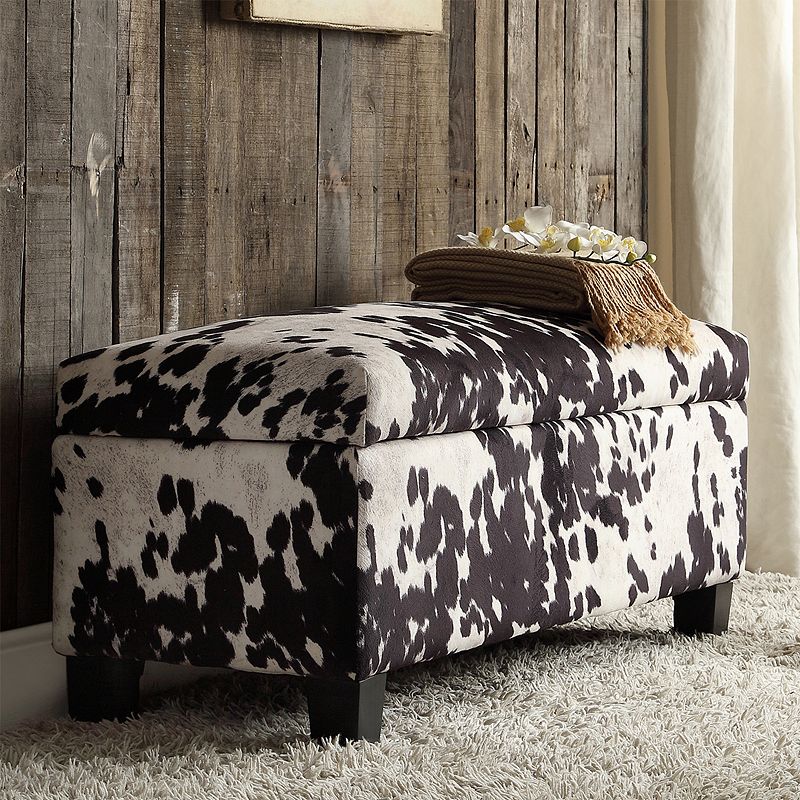 HomeVance Annabelle Cowhide Print Storage Bench