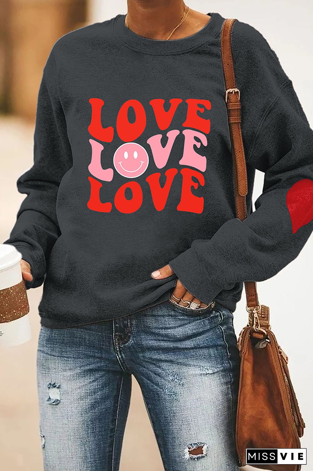 Valentines Day Heart Pullover Longsleeve Sweatshirt Wholesale