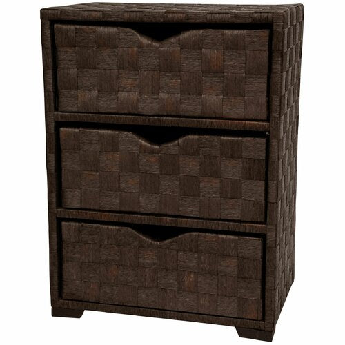 Oriental Furniture Natural Fiber Chest of Drawers, 3 Drawer, mocha color