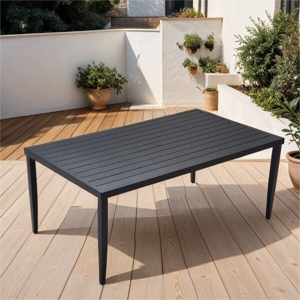 Patio Aluminum Dining Table with Umbrella Hole and Legs