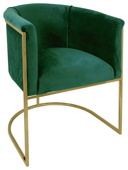 Marta Arm Chair With Green Velvet Cover And Polished Gold Stainless Steel Frame   Contemporary   Armchairs And Accent Chairs   by Peachtree Fine Furniture  Houzz