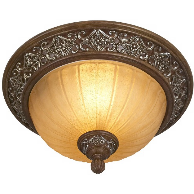 Wide Golden Bronze 2 light Champagne Glass Dome Shade For Bedroom Kitchen