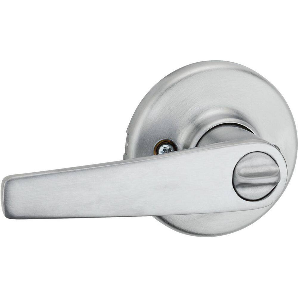 Kwikset Delta Satin Chrome Privacy BedBath Door Handle with Lock 300DL 26D 6AL R