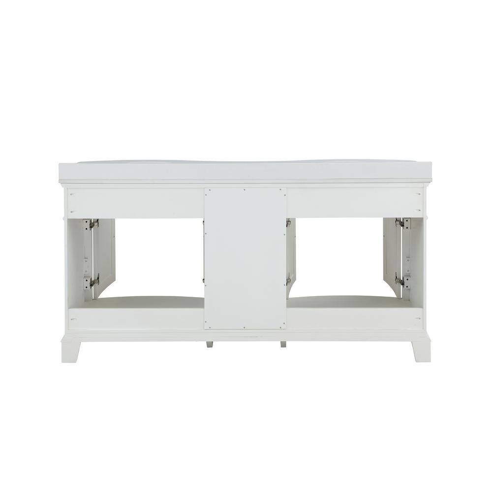 Home Decorators Collection Terryn 72 in. W x 20 in. D x 35 in. H Vanity in White with Engineered White Marble Top and White Sinks TJ-TNV7220WH