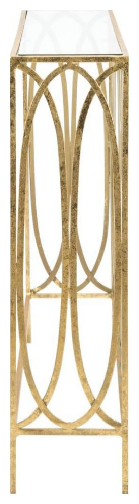 Pammy Oval Ringed Console Table  Gold   Contemporary   Console Tables   by Rustic Home Furniture Deco  Houzz