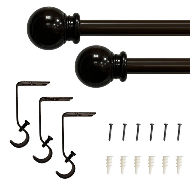 Ball Drapery Rod Set Brown Lumi Home Furnishings