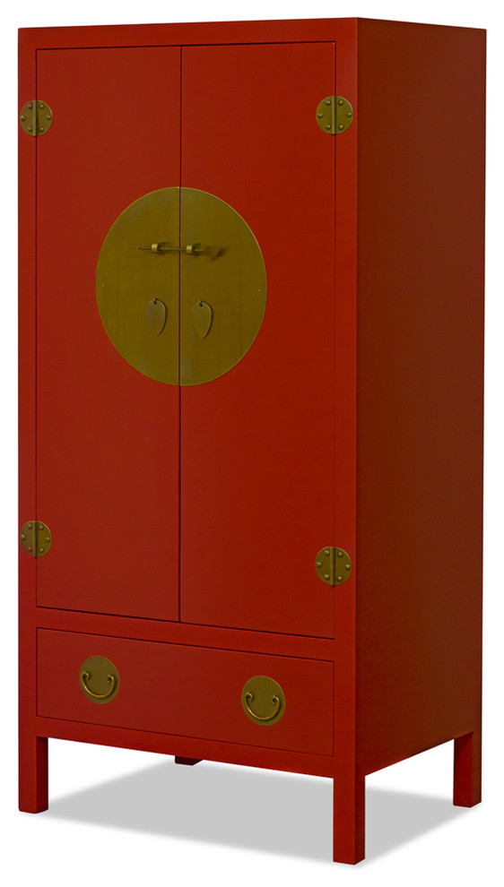 Red Elmwood Chinese Ming TV Armoire   Asian   Media Cabinets   by China Furniture and Arts  Houzz