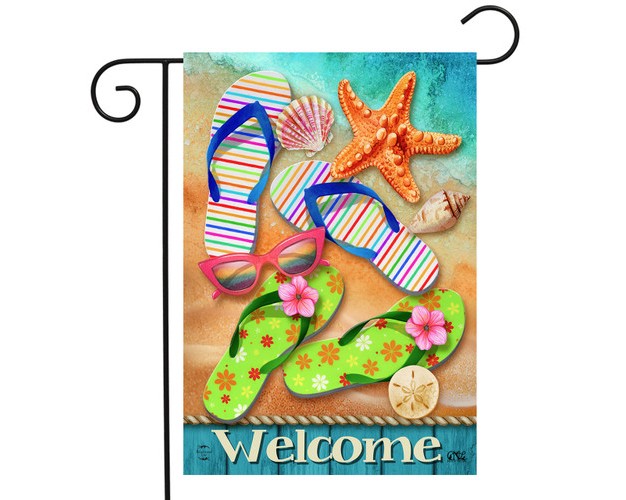 Briarwood Lane Surfside Flip Flops Summer Garden Flag Welcome Bea