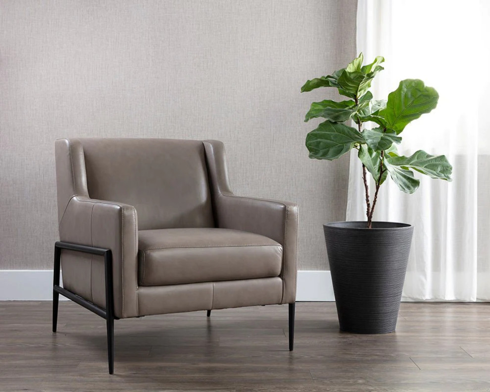 Aiman Lounge Chair  Alpine Gray Leather   Midcentury   Armchairs And Accent Chairs   by Peachtree Fine Furniture  Houzz