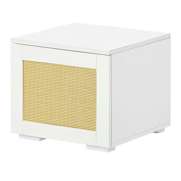 Rattan Style Entertainment Center with Push to Open Doors