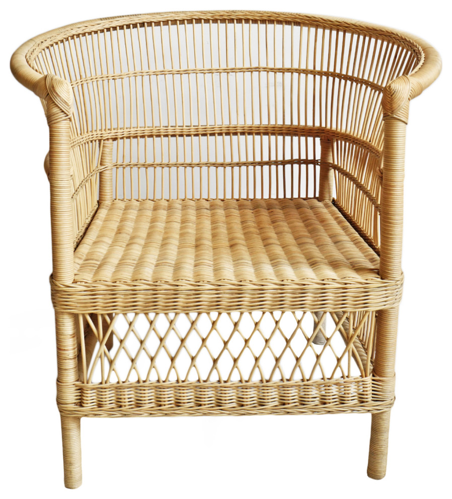 Raw Wicker Horseshoe Chair   Tropical   Armchairs And Accent Chairs   by Design Mix Furniture  Houzz