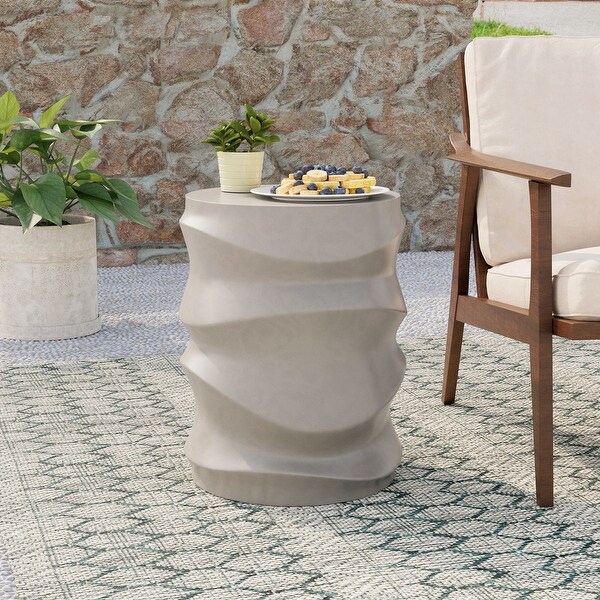 COSIEST Outdoor WavePatterned Column Side Table