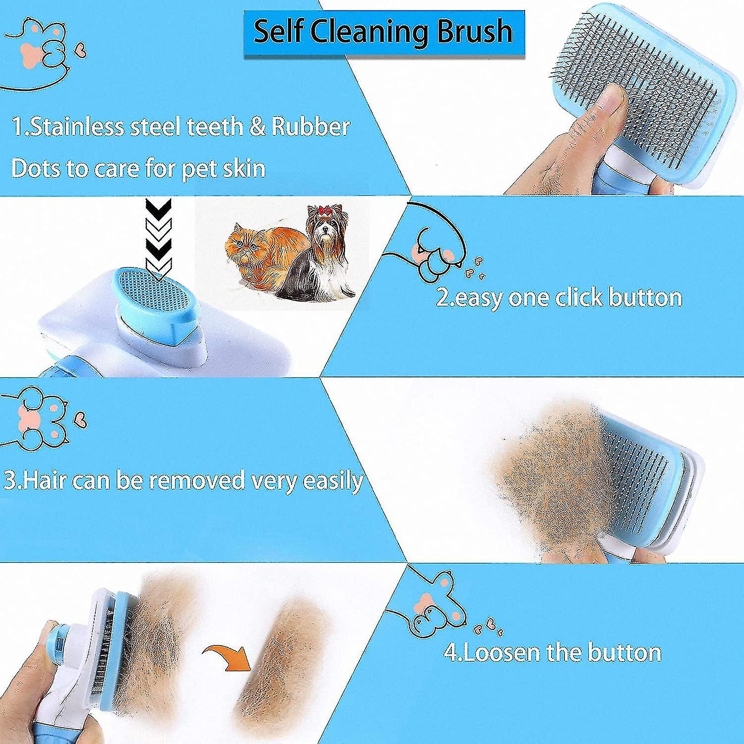 Pet Dog Brush， Cat Brush， Pet Brushes， Hair Remover Pet Brush For Long Hair And Shorthair， Clean Pet