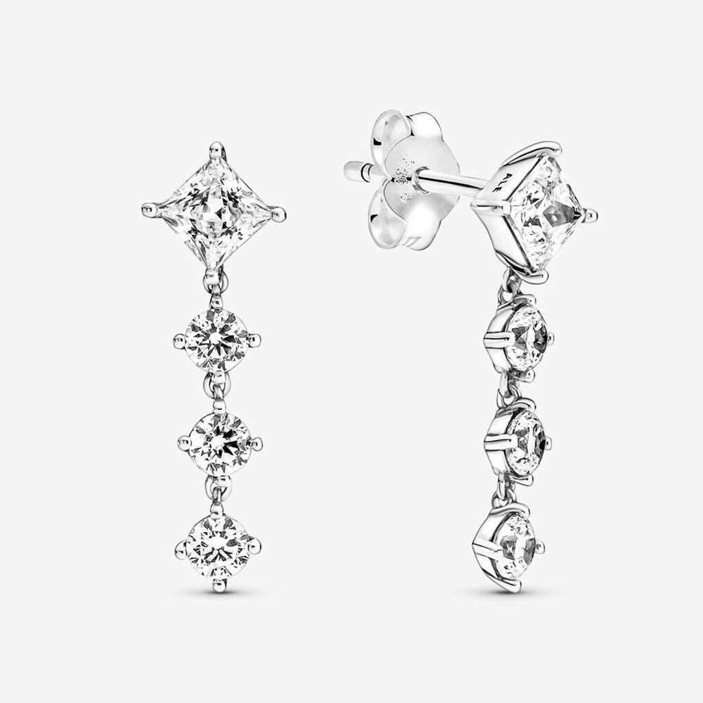 PANDORA  Sparkling Round & Square Drop Earrings