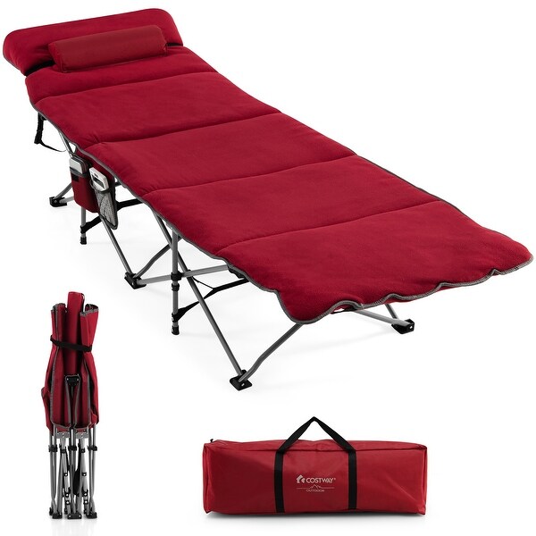 Costway Folding Retractable Travel Camping Cot w/Removable Mattress and