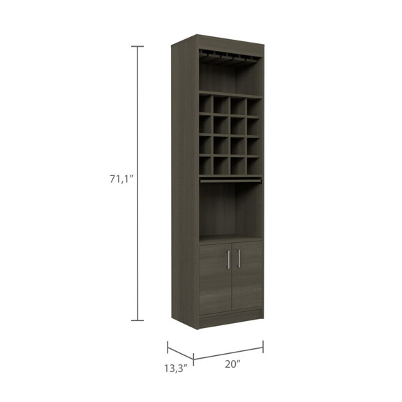 Wolcott 16 Bottle 1 Shelf Bar Cabinet Smokey Oak B...