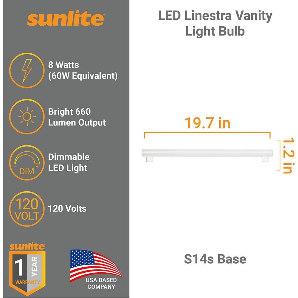 SUNSHINE LIGHTING 60-Watt Equivalent 19.5 in. T8 Tube S14 Base LED Light Bulb Warm White 2700K (1-Pack) HD53150