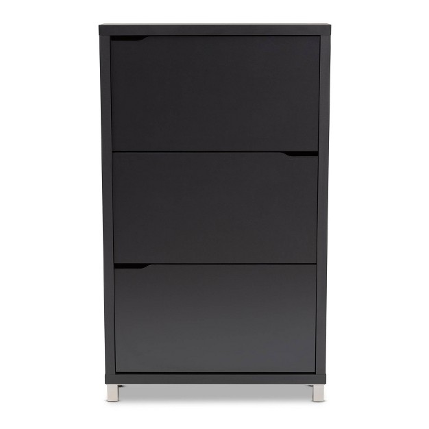 Out Racks Simms Finished Wood Shoe Storage Cabinet With 6 Fold Black Baxton Studio