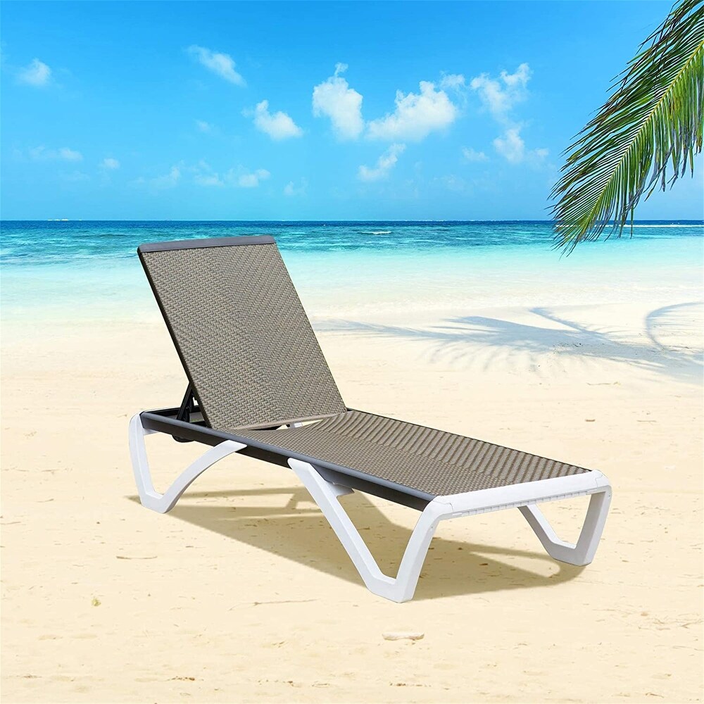 Outdoor Adjustable Chaise Lounge  Weather Five Position Recliner Chair for Patio Pool Beach Yard