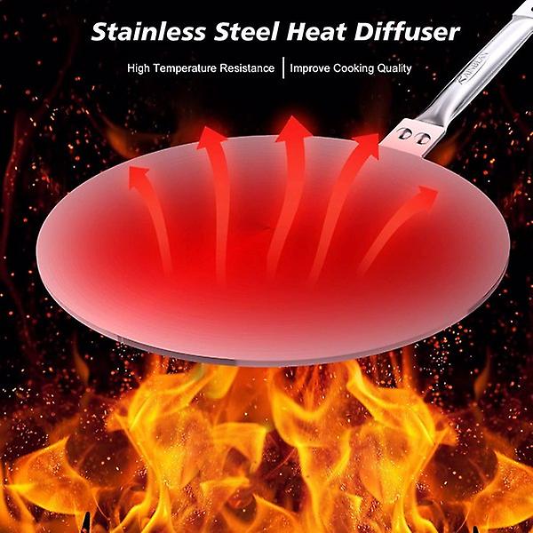 7.5inch Heat Diffuser Simmer Ring Plate， Stainless Steel With Stainless Handle， Induction Adapter Plate For Gas Stove Glass Cooktop Converter， Flame G