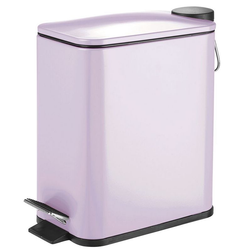 mDesign 5L Slim Metal Step Trash Can with Lid/Liner Bucket