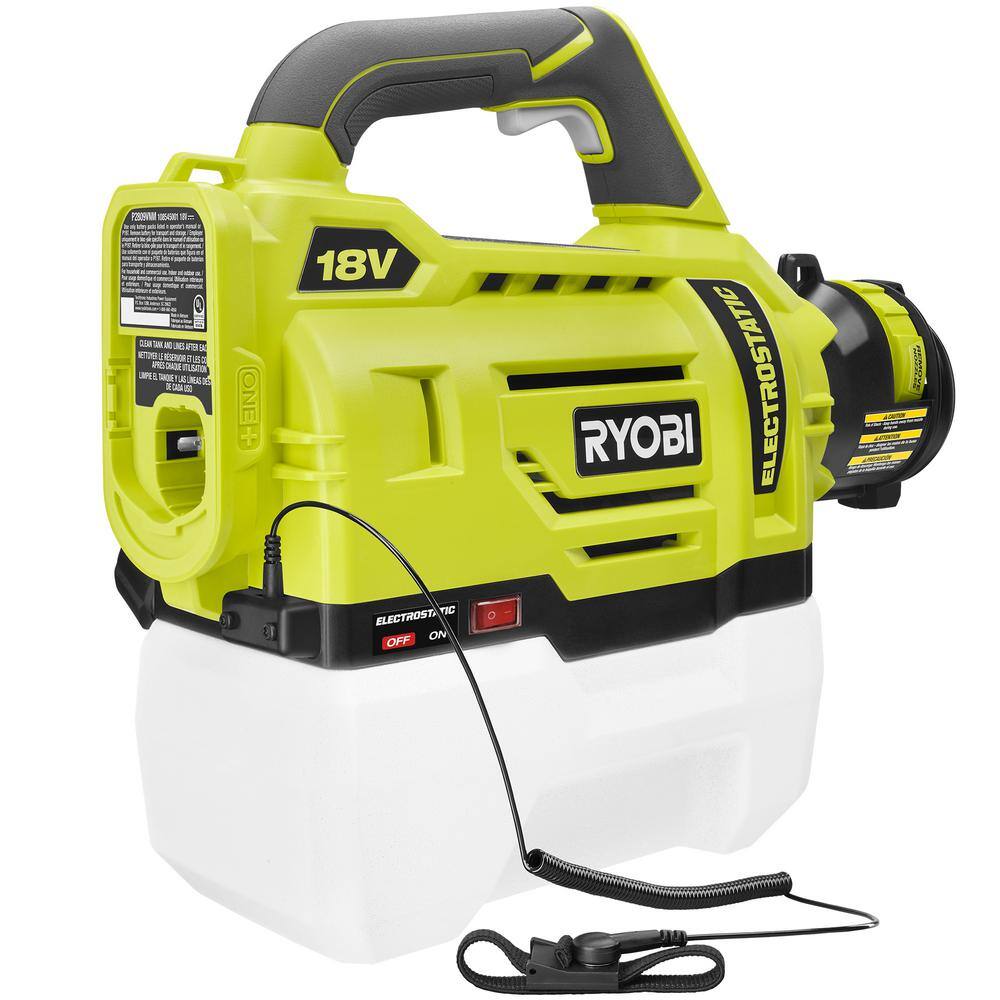 RYOBI ONE+ HP 18V Brushless 110 MPH 350 CFM Cordless Jet Fan Leaf Blower wElectrostatic Sprayer 4.0 Ah Battery  Charger P21120-P2809BTL